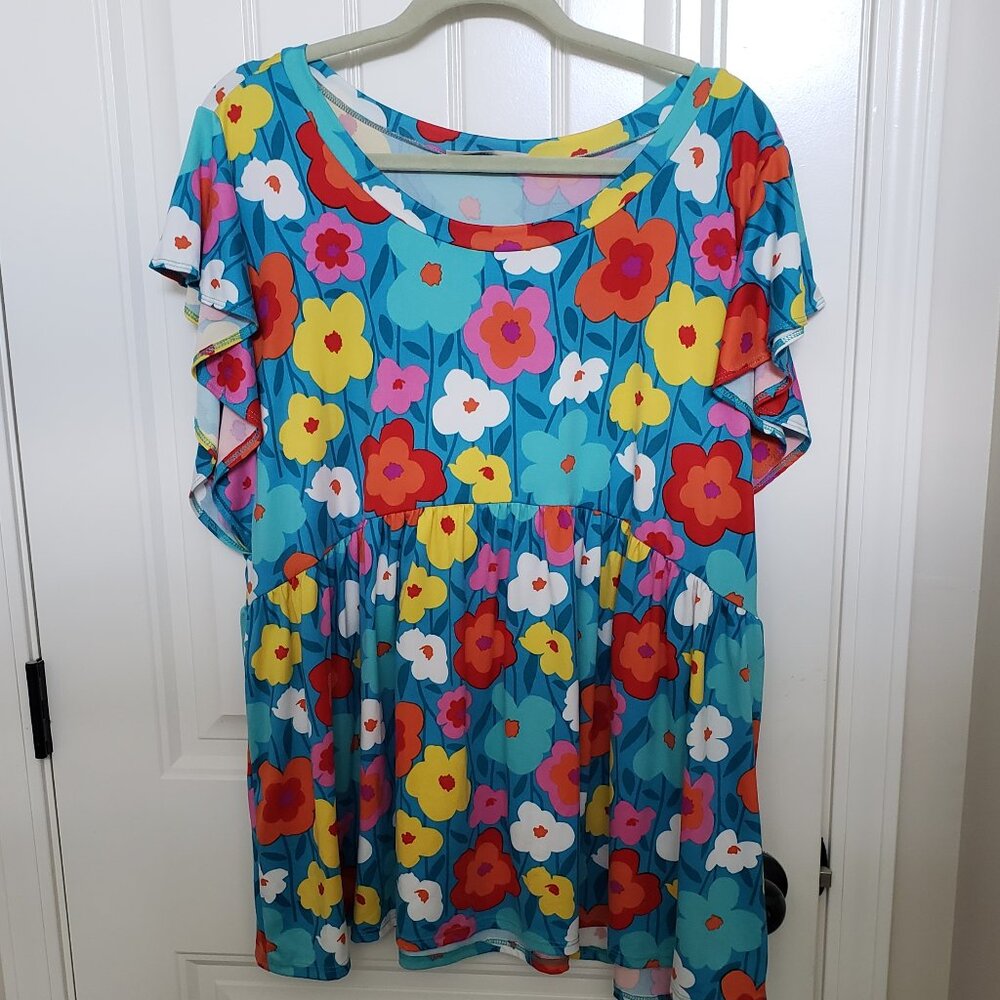 Haptics Floral Babydoll Top 1X